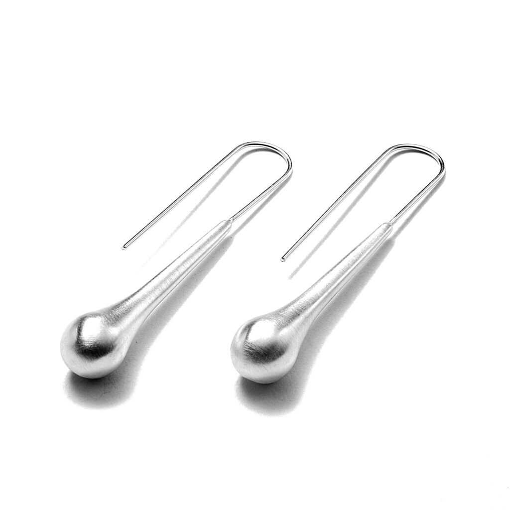 Silver Elongated Drop Earrings