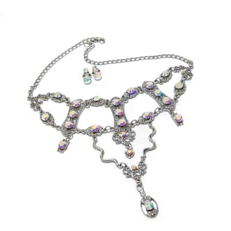Swarovski Choker with matching earrings in silver color