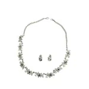Kleine Blätter Halskette und Ohrstecker Swarovski Kristallen
