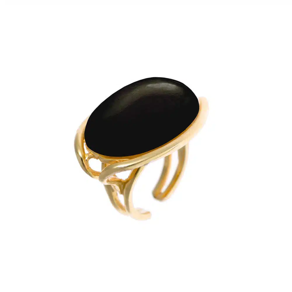 Osiris Ring Gold Plated with Onyx one size fits all ring