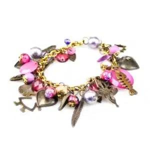 Rosa Bettelarmband mit viel Anhänger