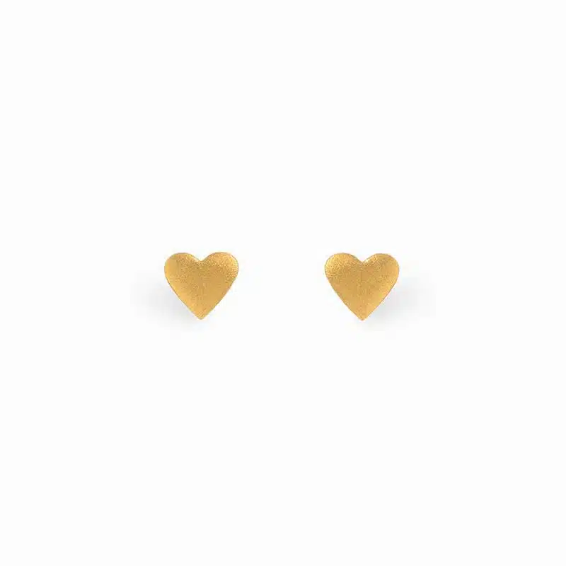 Sterling silver gold plated heart earring studs