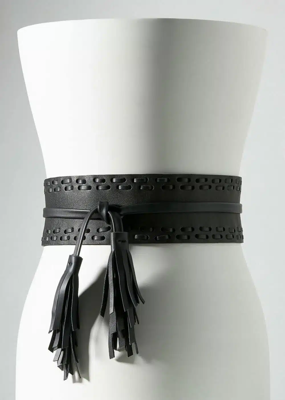 Ceinture en Cuir Noir avec Pompons – Image 2