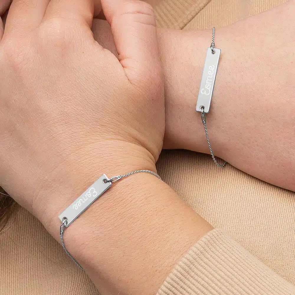 Daughter and mother bracelet engraved