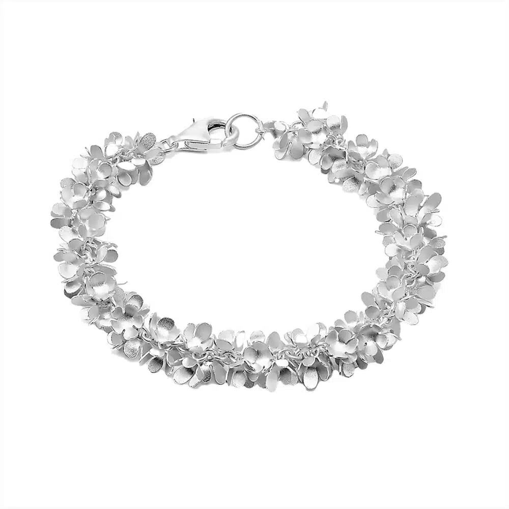 Blumenarmband aus Silber 925 Blümchen Schmuckset 925