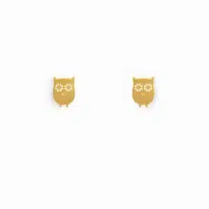 Gold plated zilveren uil oorknopjes