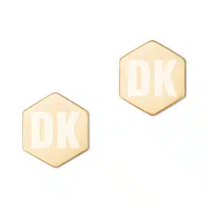 Sterling Silver Hexagon Earrings with initials personlized