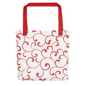 Red swirl tote bag||Tote Bag Red with black handles|tote bag red with black handles