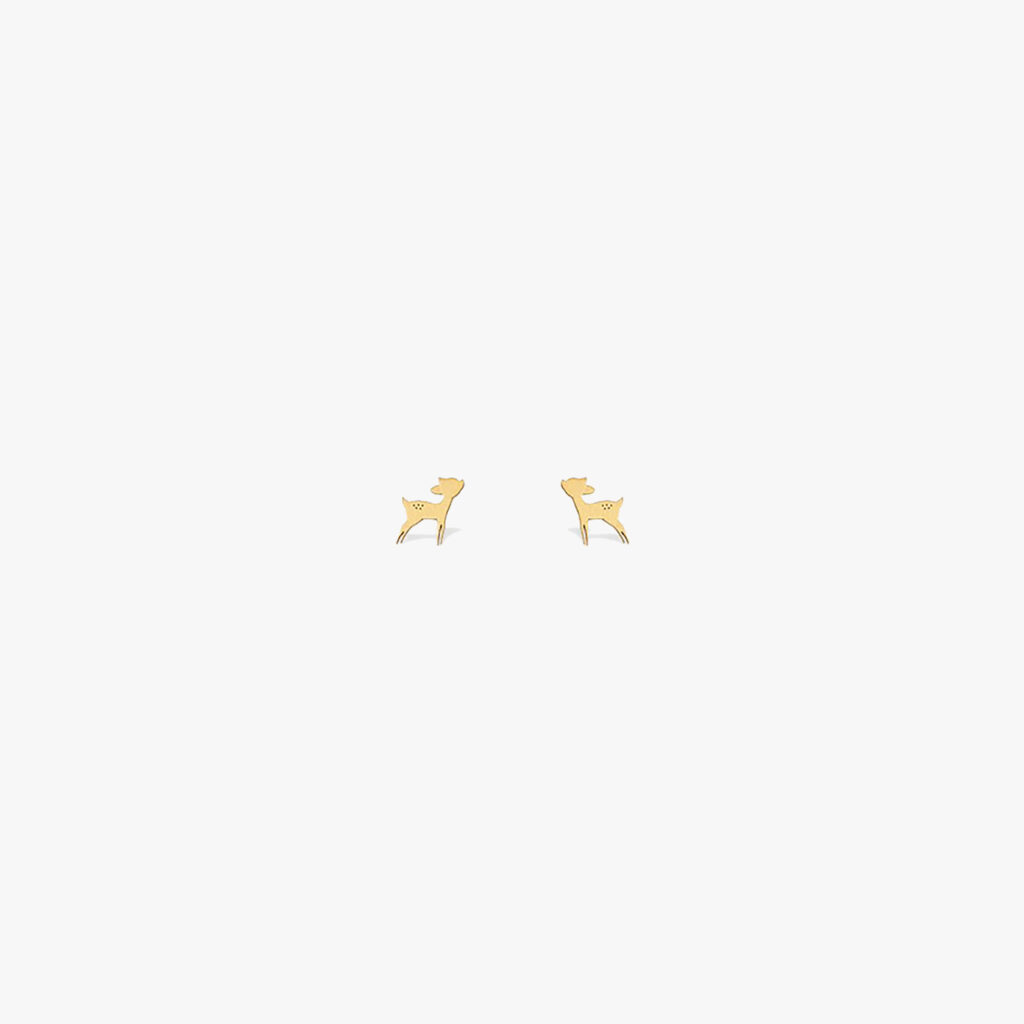 Bambi Stud Earrings Silver Gold Plated