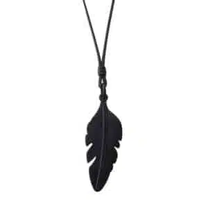 Necklace with Black Feather Pendant