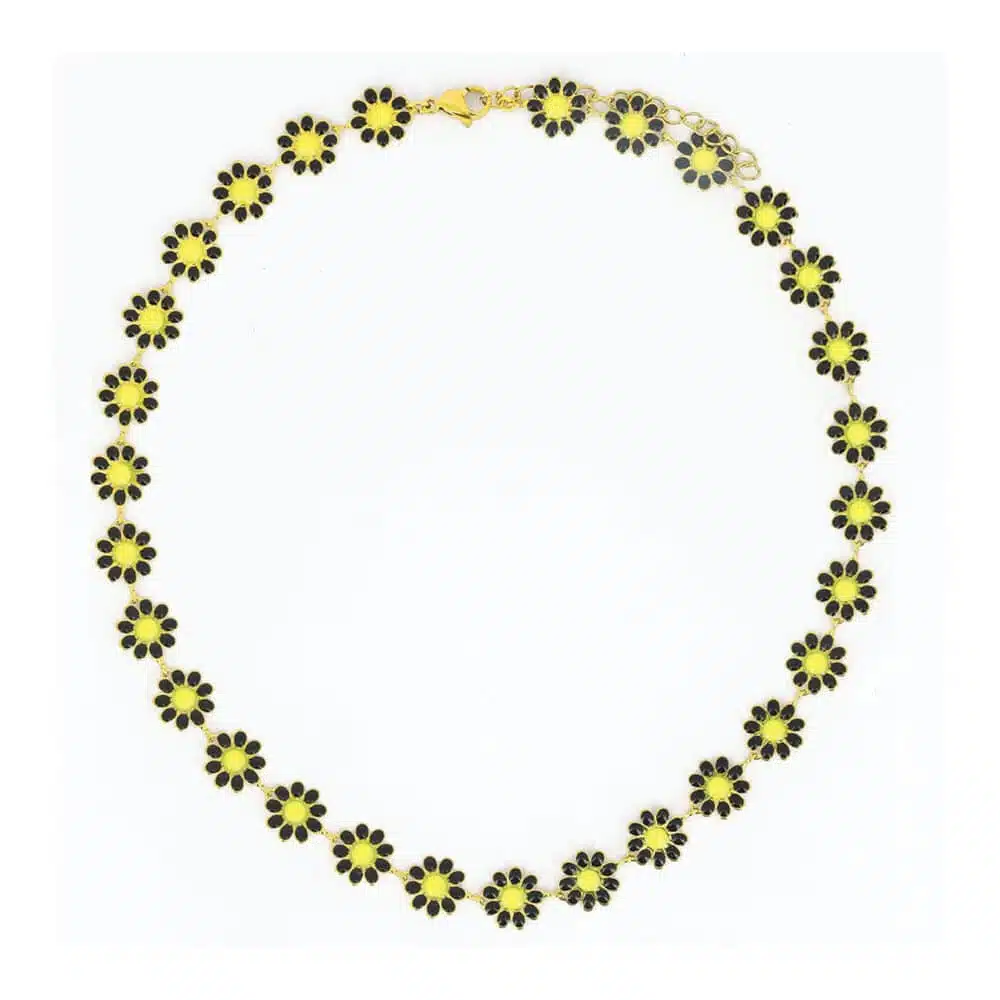 Choker Ketting Zwart met Bloemen