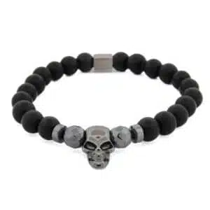 Skull Bead Bracelet with Hematite Beads and Murano