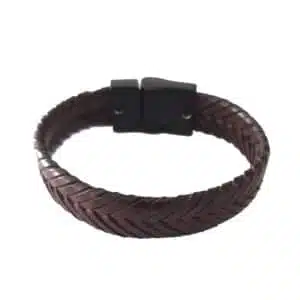Brown Plaited Leather Bracelet