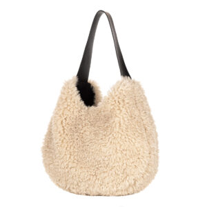 Faux Sheepskin Cream Slouch Bag faux fur