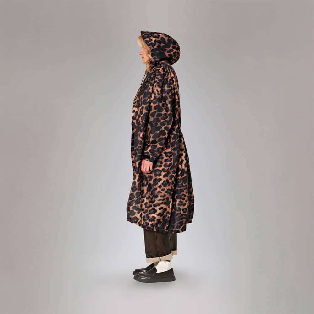 waterproof dark leopard raincoat with hood by Rainkiss