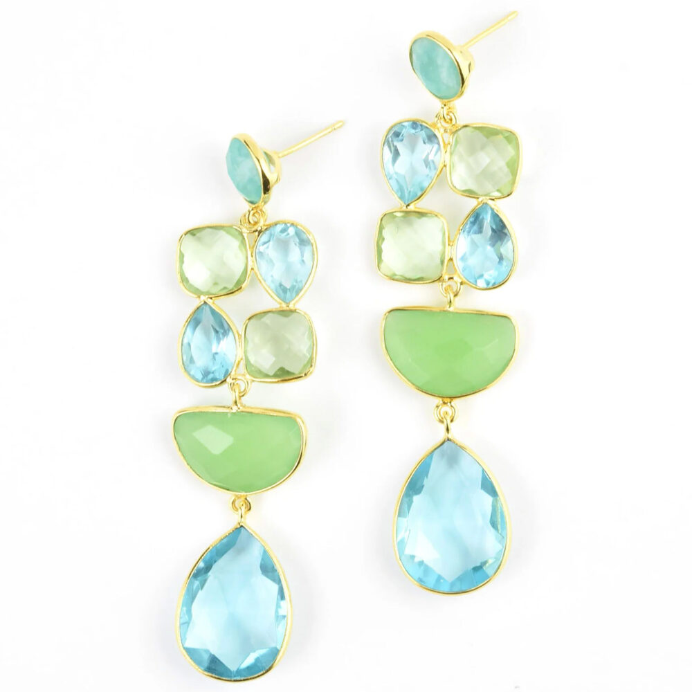 Ice Muse – Multi-Farbige Blauer Topas Hängeohrringe – Bild 2