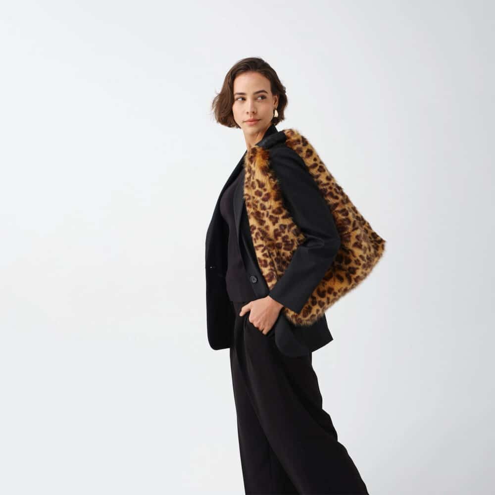 Leopard Print Faux Fur Tas - Afbeelding 2