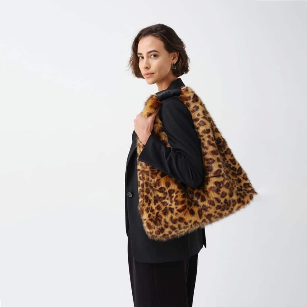 Leopard Print Faux Fur Tas - Afbeelding 3
