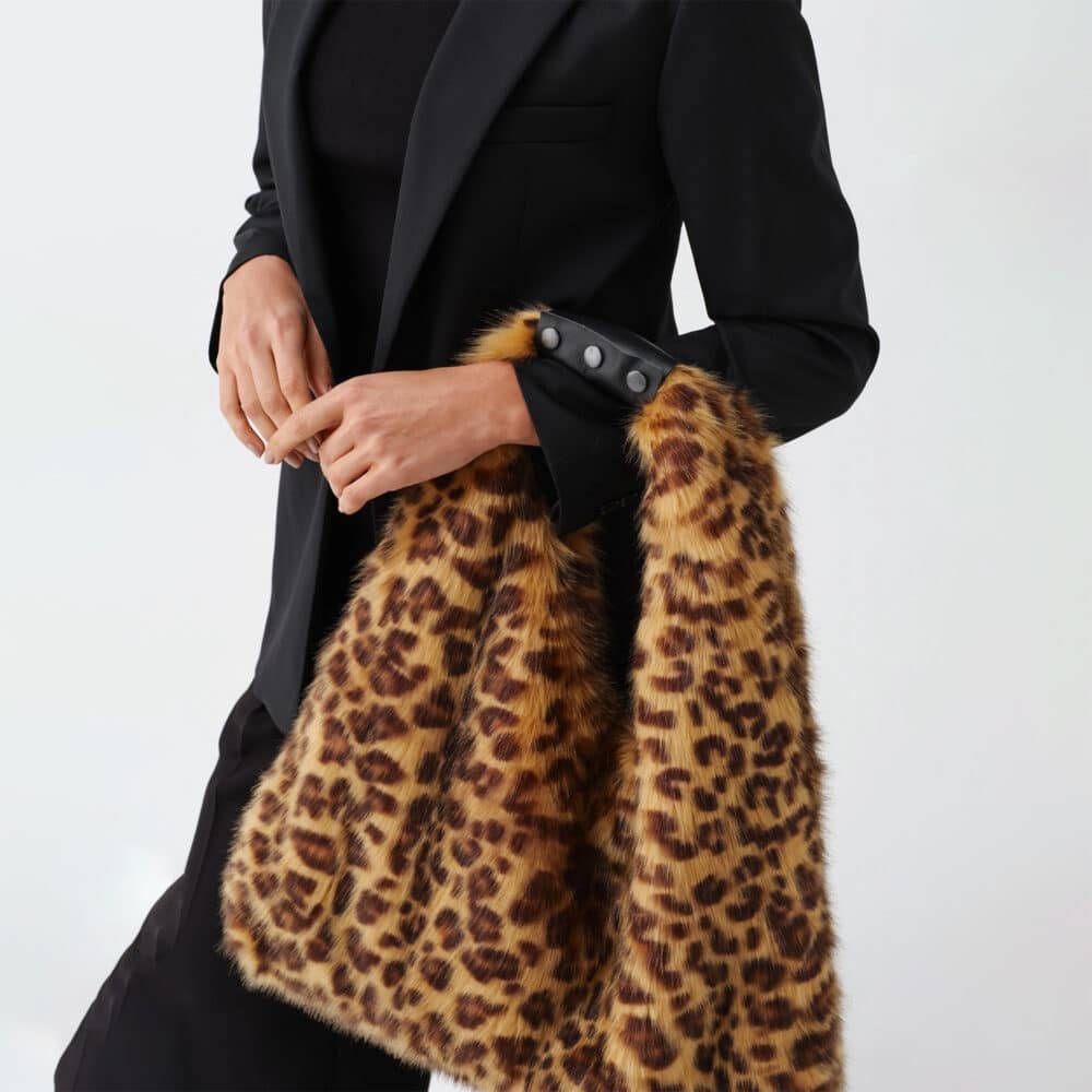 Leopard Print Faux Fur Tas - Afbeelding 4