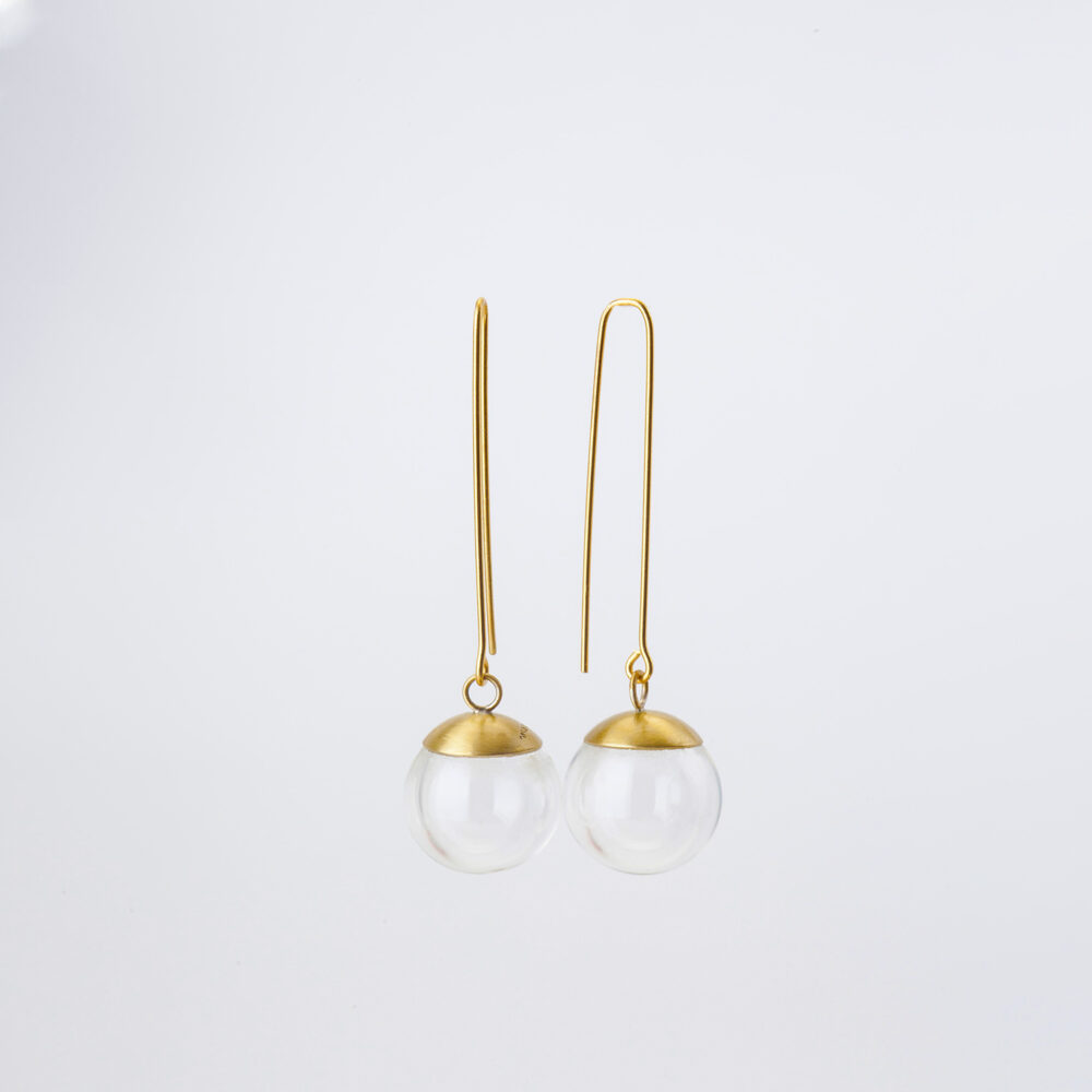 Messing Tropfenohrringe mit Glas Tropfenohrringe mit Glas Yazzy's Fashion Accessories Long drop ball earrings Rosa Mendez