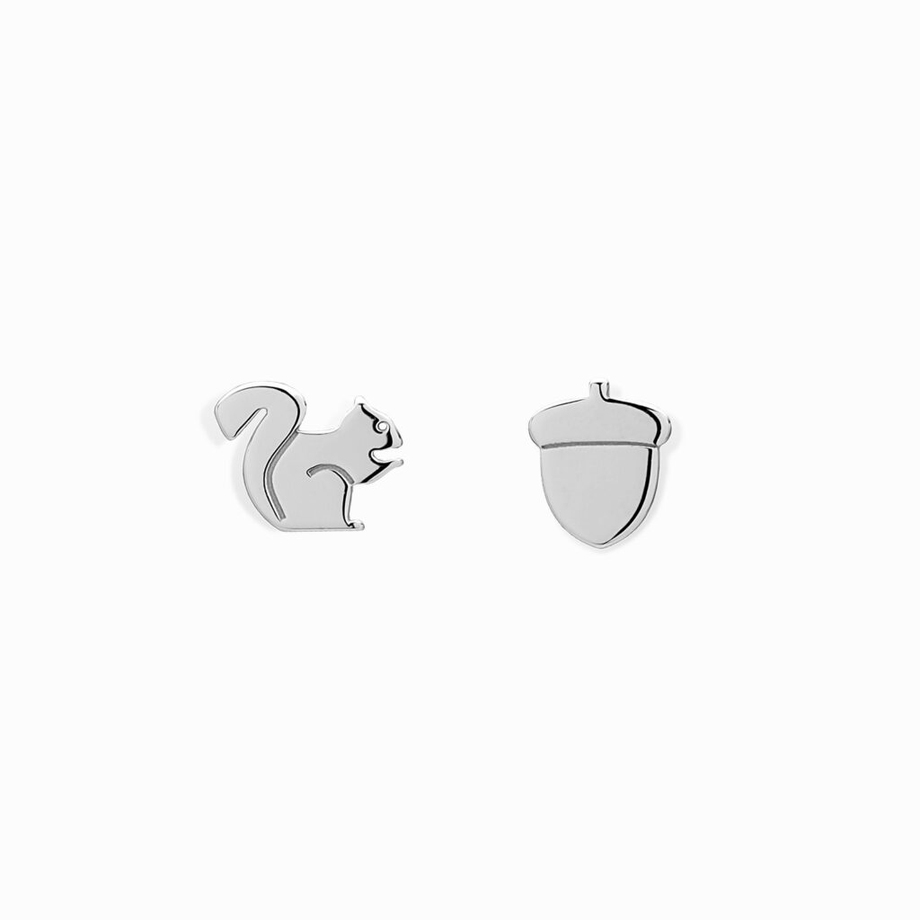 Squirrel & Nut Studs Silver ideal in3 Yazzy's Fashion Accessories Squirrel & Nut Studs Silver