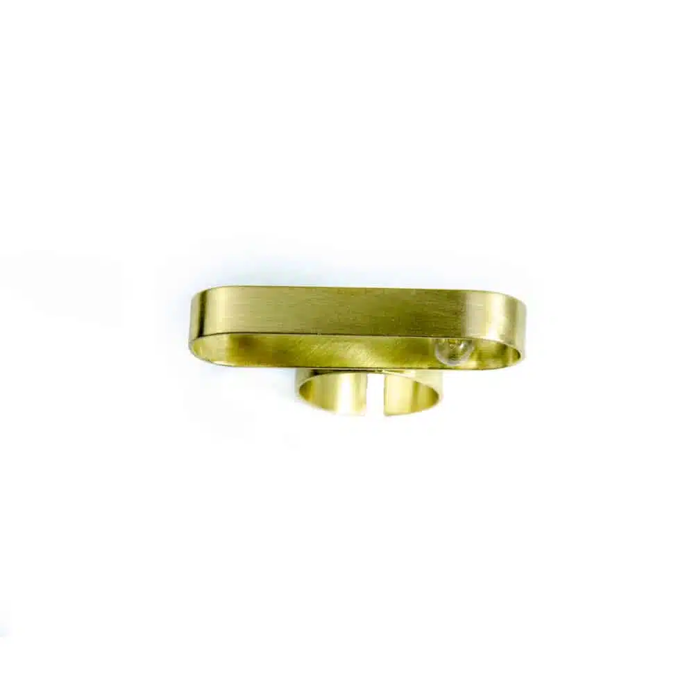Unieke ring tube statement ring met glas