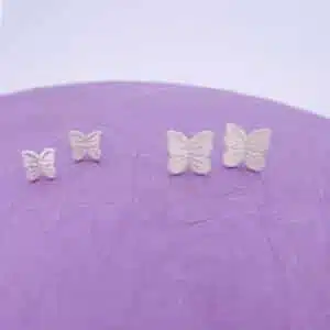silver butterfly earrings large and small
