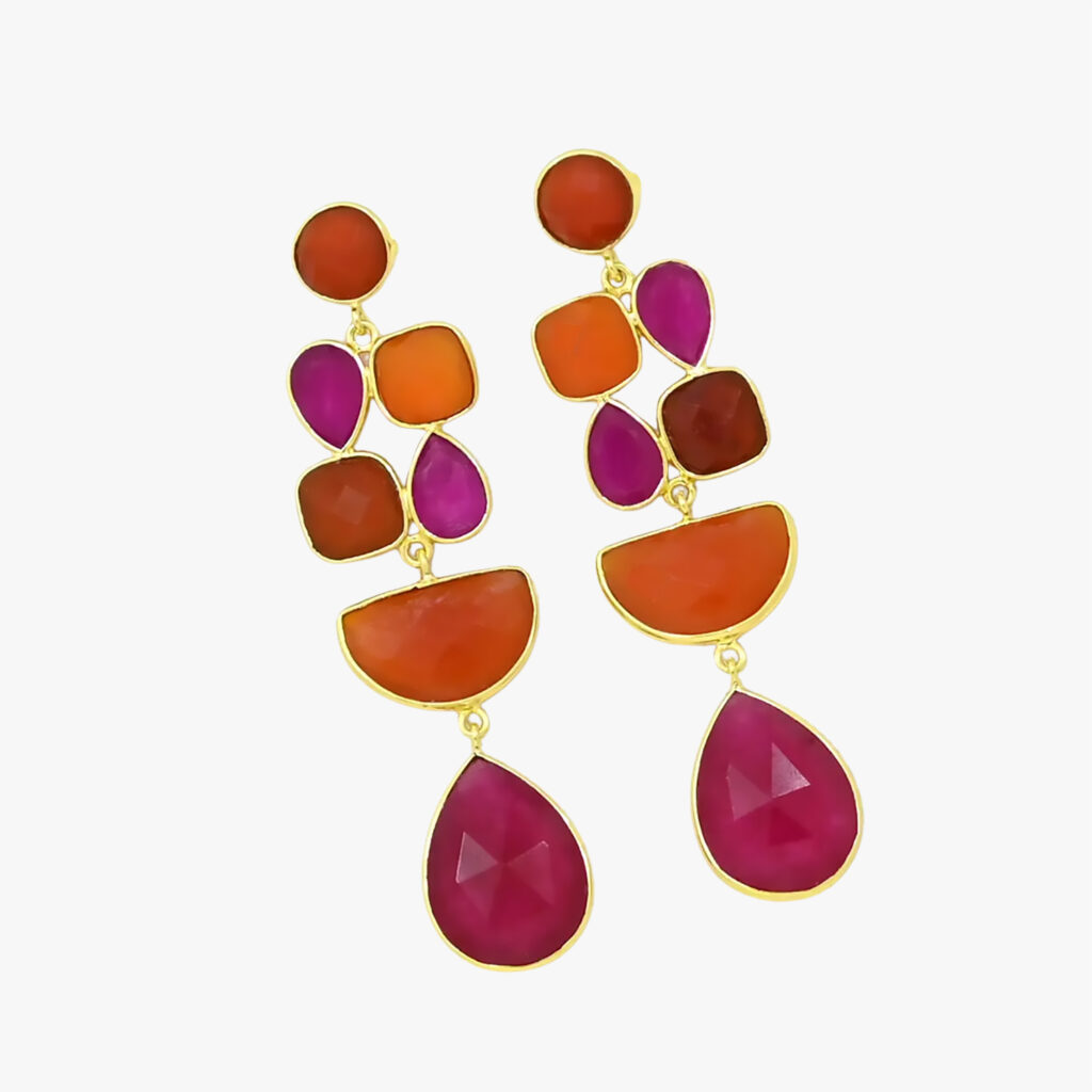 Sunset Muse - Edelstenen Oorbellen met Jade, Onyx en Carneool