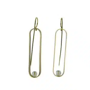 Ovalen Ohrringe mit Glas und Messing