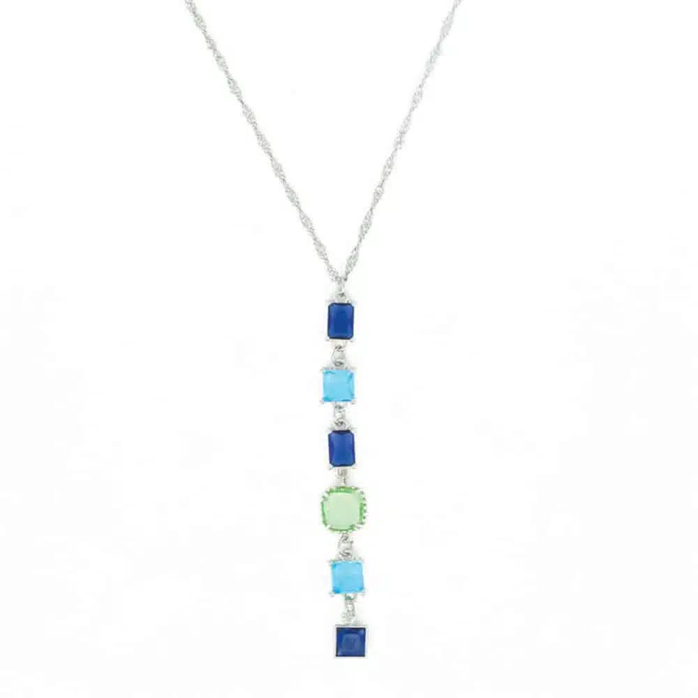Stainless Steel Blue pendant necklace silver