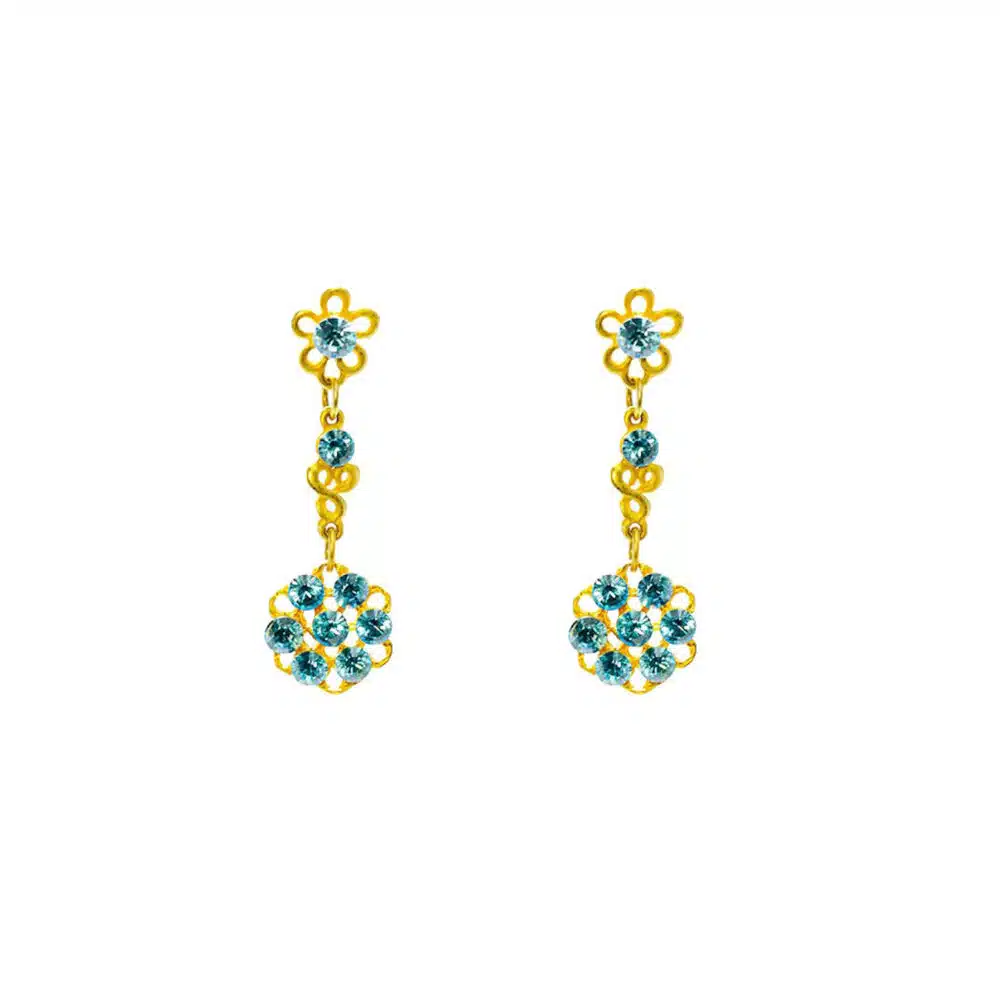 Blue Swarovski gold colour earrings