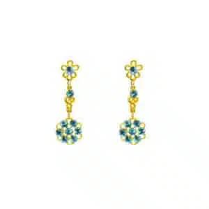 Blue Swarovski gold colour earrings