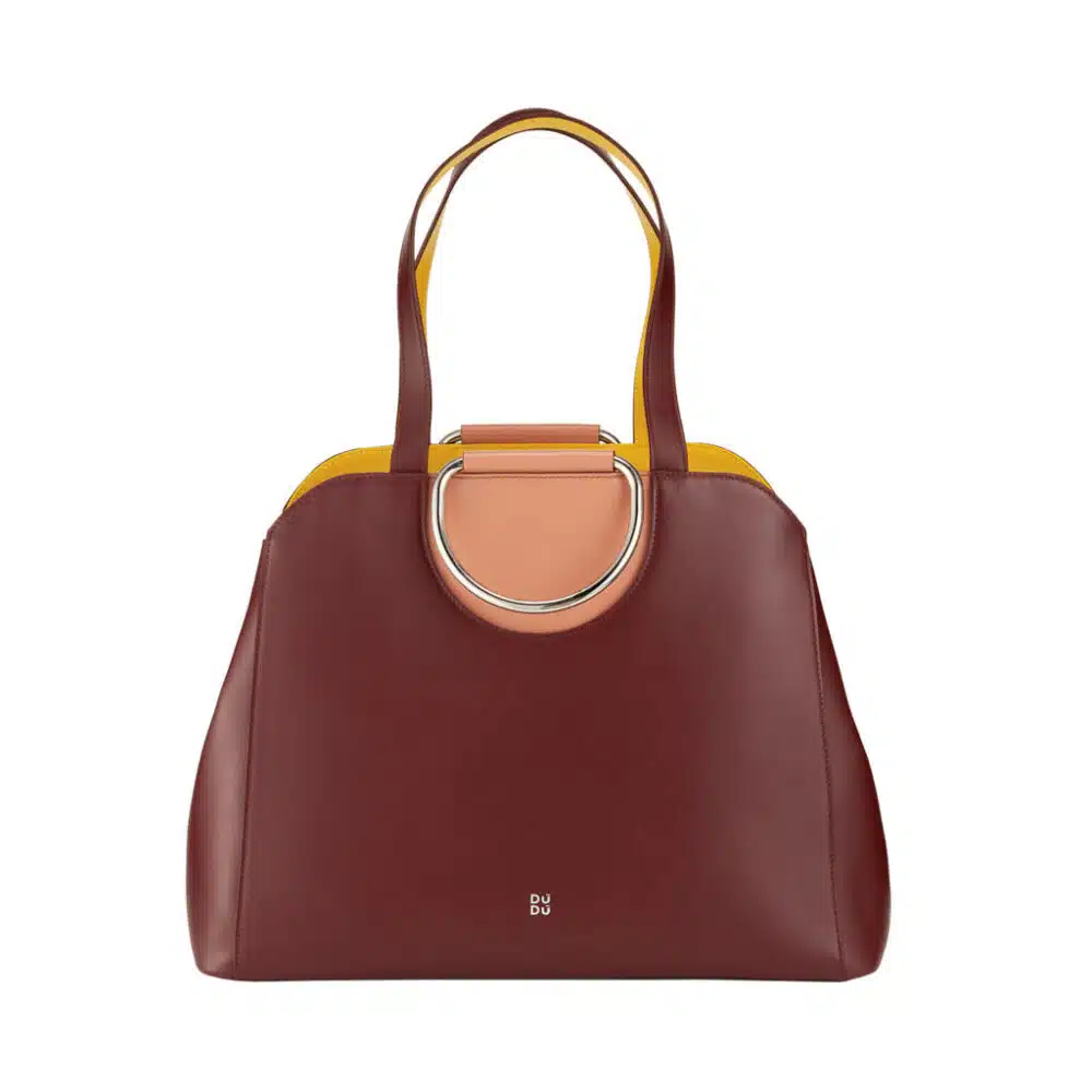 dudu handbag with metal leather brown