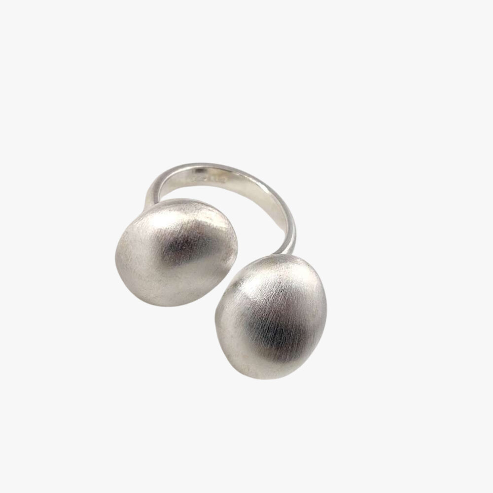 Double Pebble Ring 925 Silver double pebble ring Yazzy's Fashion Accessories Double Pebble Ring 925 Silver - Image 2