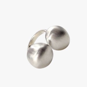 Double Pebble Ring in 925 Silver matt finish