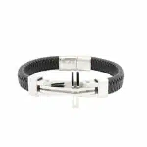 Bracelet en cuir et acier inoxydable
