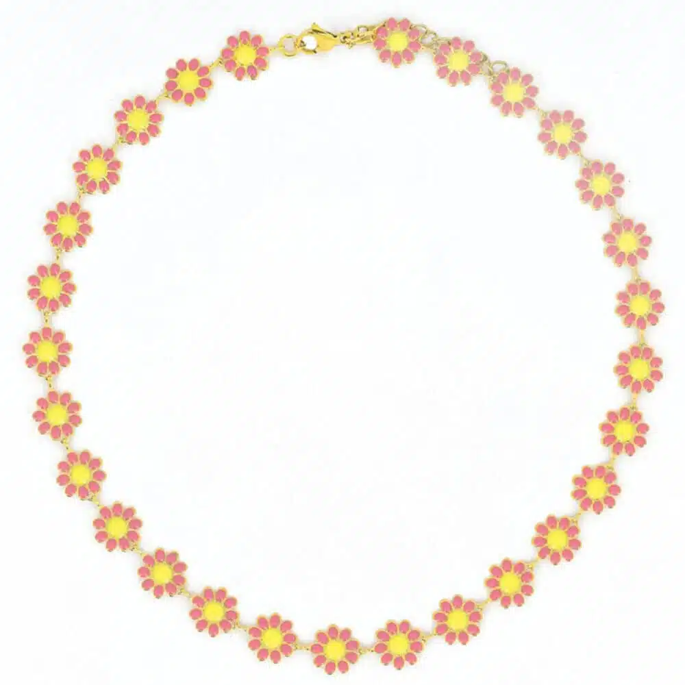 roze choker ketting stainless steel. l