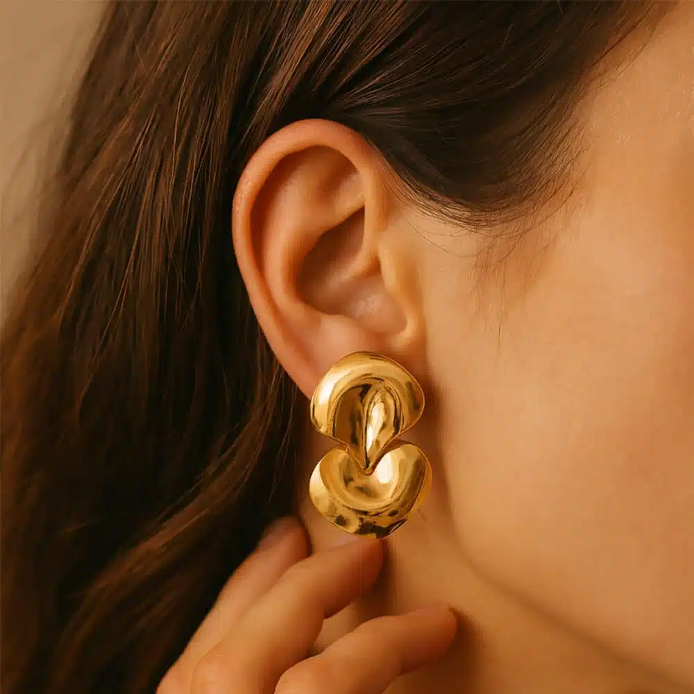 sculpted earrings gold plated