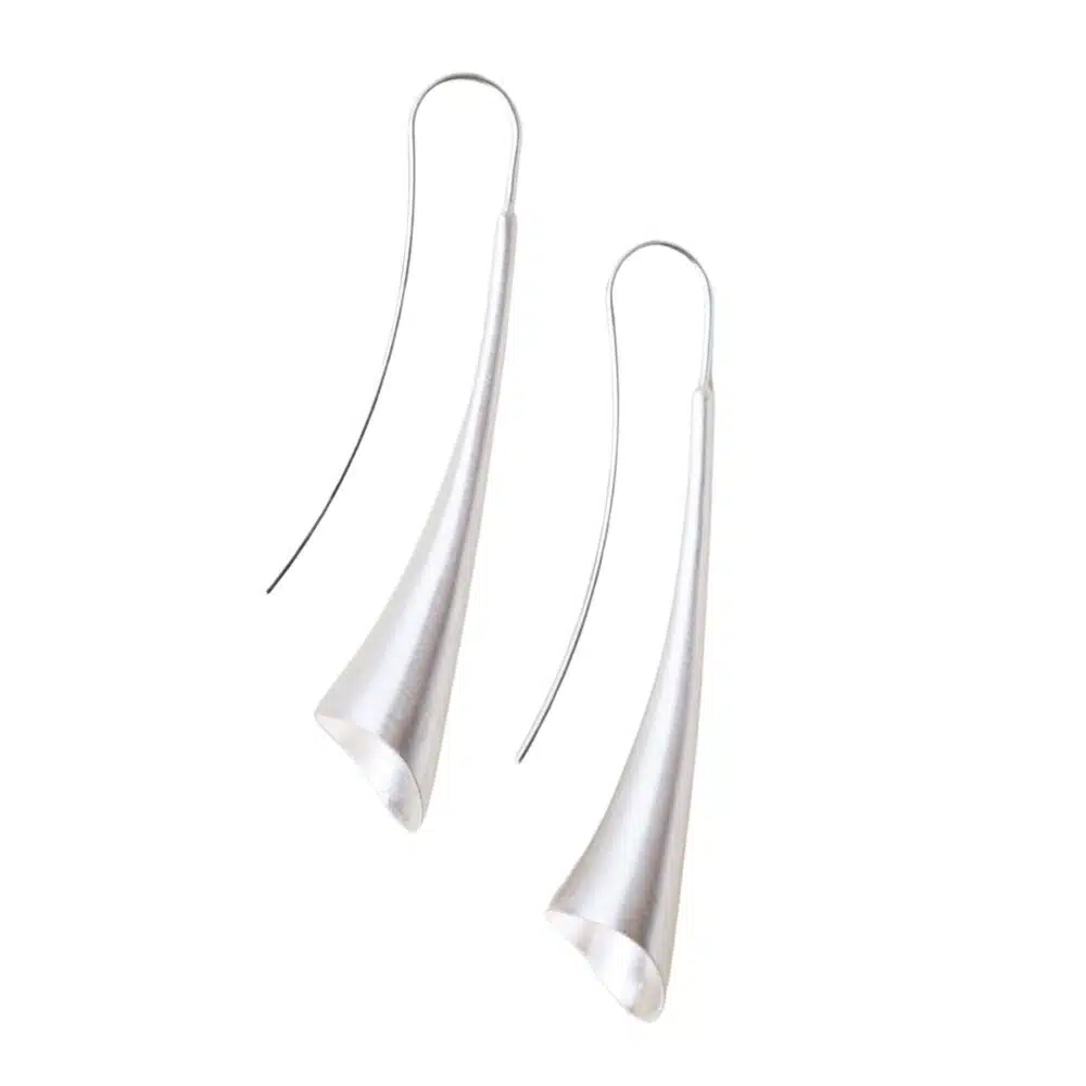 silver flute eaarrings sterling silver